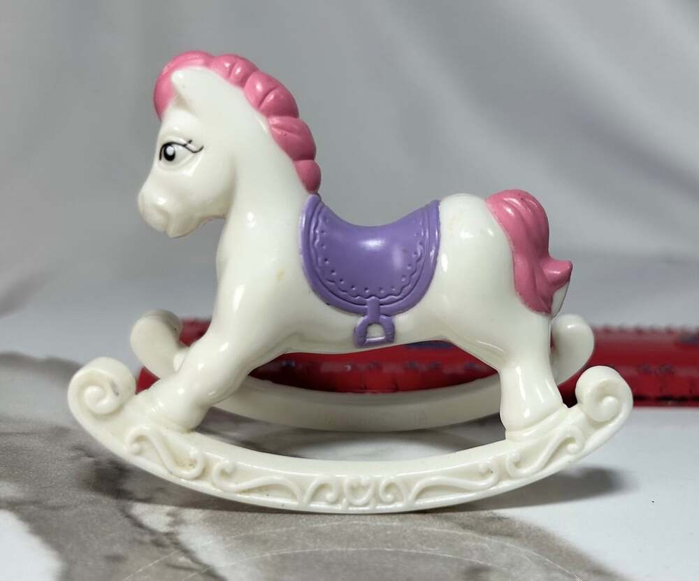 VTG Fisher Price Loving Family Rocking Horse white , purple pink tiny